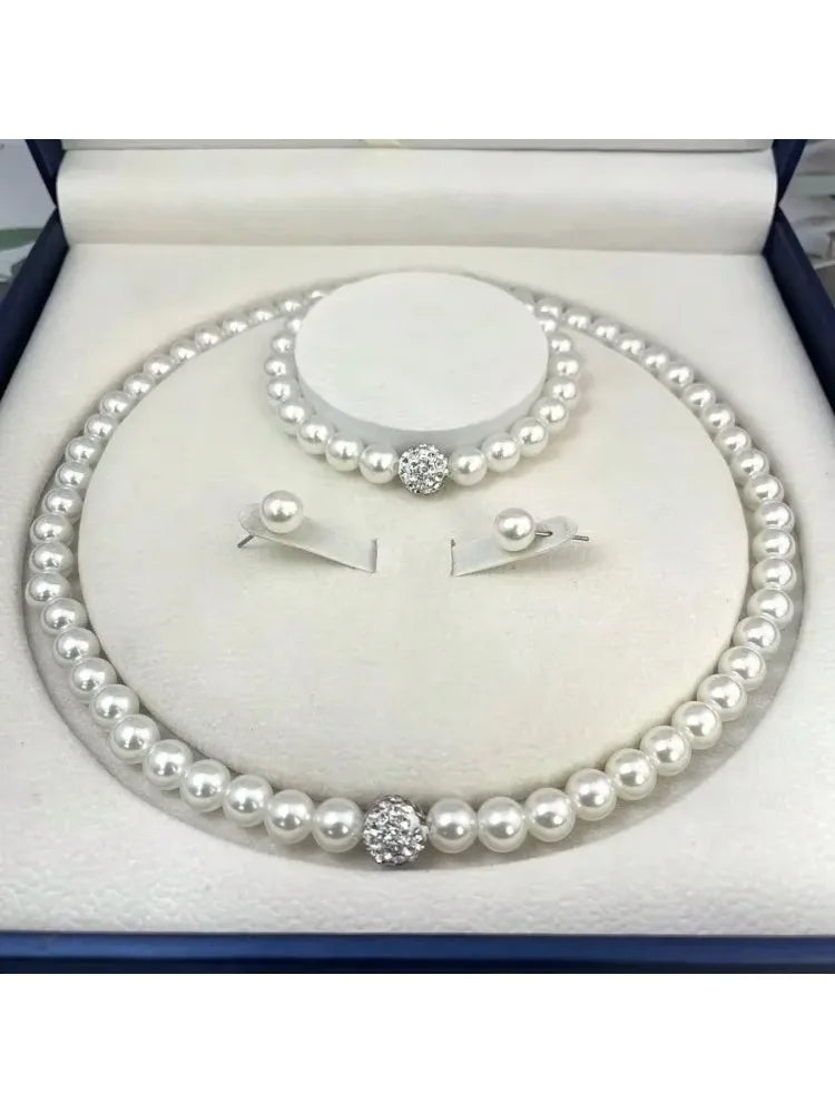 3-Piece Imitation Pearl Bridal Jewelry Set – Necklace, Bracelet & Earrings