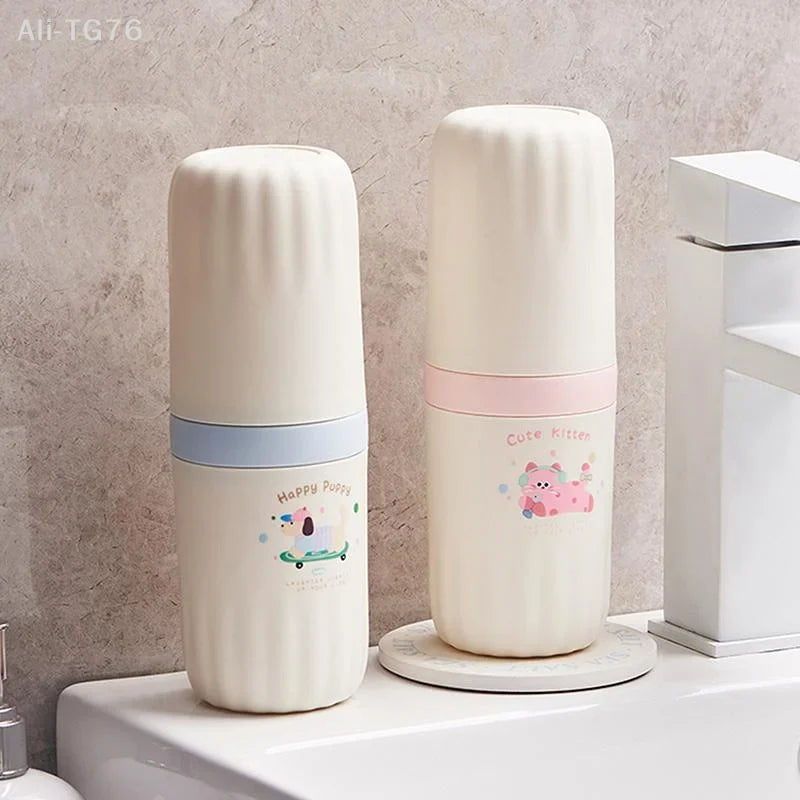 Portable Travel Toothbrush & Toothpaste Case with Rinse Cup