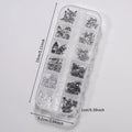 12-Grid Y2K Vintage Cross & Skull Nail Art Charms Set
