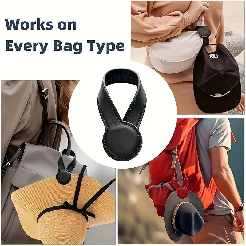 PU Leather Hat Clip – Portable Travel Cap Holder & Anti-Loss