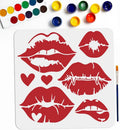 Large Lip & Heart DIY Stencil 11.8" with Paint Brush – Reusable