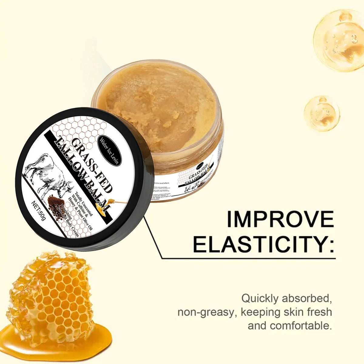 Grass-Fed Tallow Balm – Bee Venom & Caffeine Moisturizer 50g