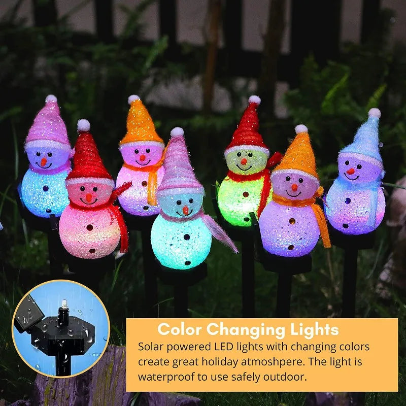Solar Christmas Snowman Ground Insert Lawn Light Outdoor Festival