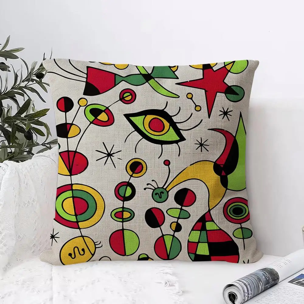 Linen Art Print Cushion Cover with Hidden Zipper | Home Décor