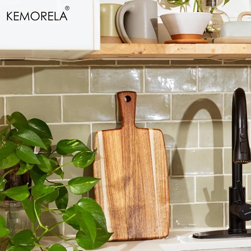 Acacia Wood Cutting Board with Handle | Meat, Cheese & Charcuterie
