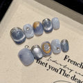 Handmade Press-On Nails Vintage French Gold Foil & Pearl Design