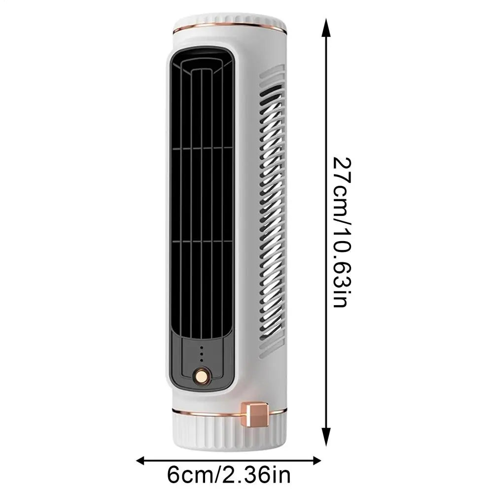 Mini Bladeless Tower Fan – USB Rechargeable, 3 Speed Portable