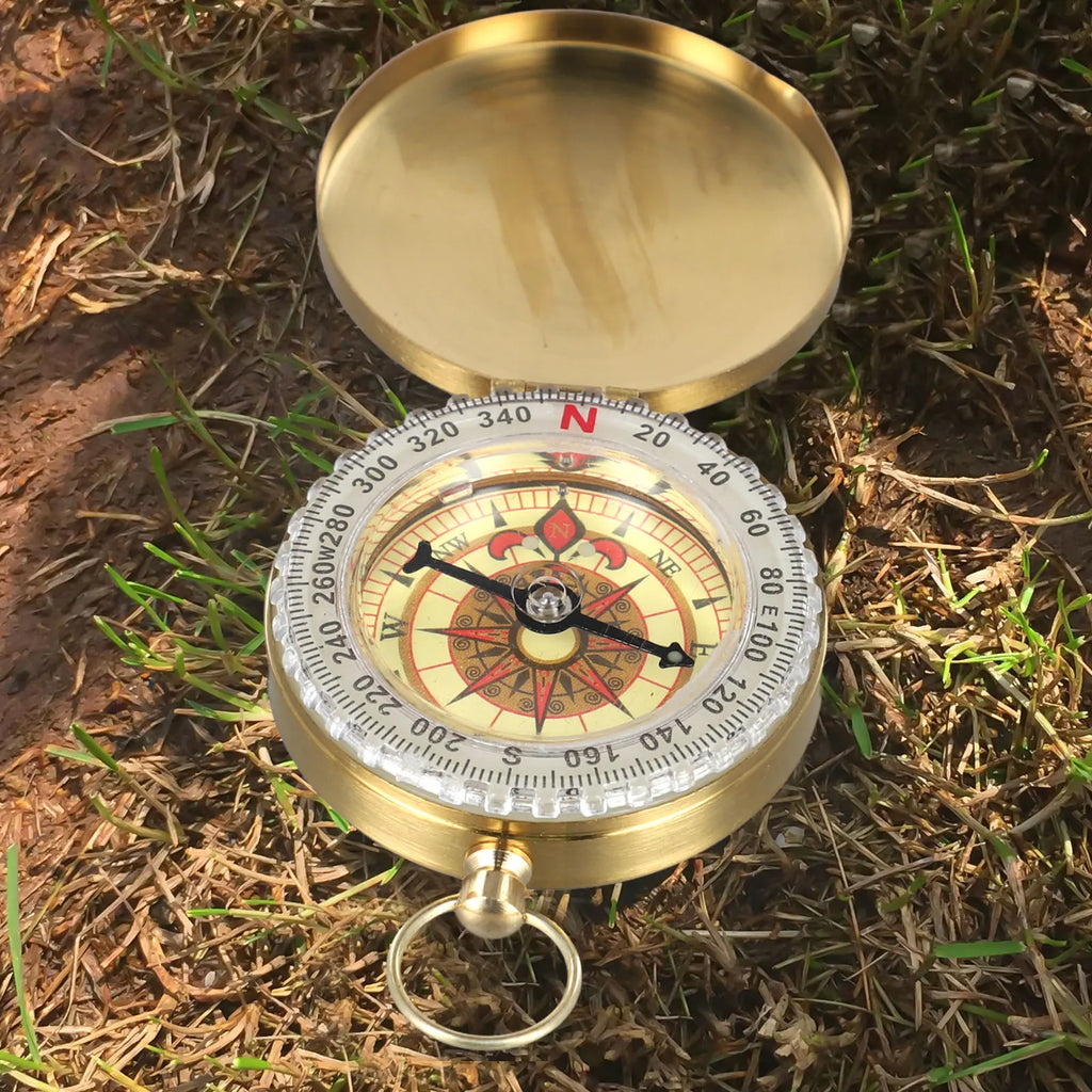 Brass Pocket Compass – Glow in Dark Vintage Navigation Tool