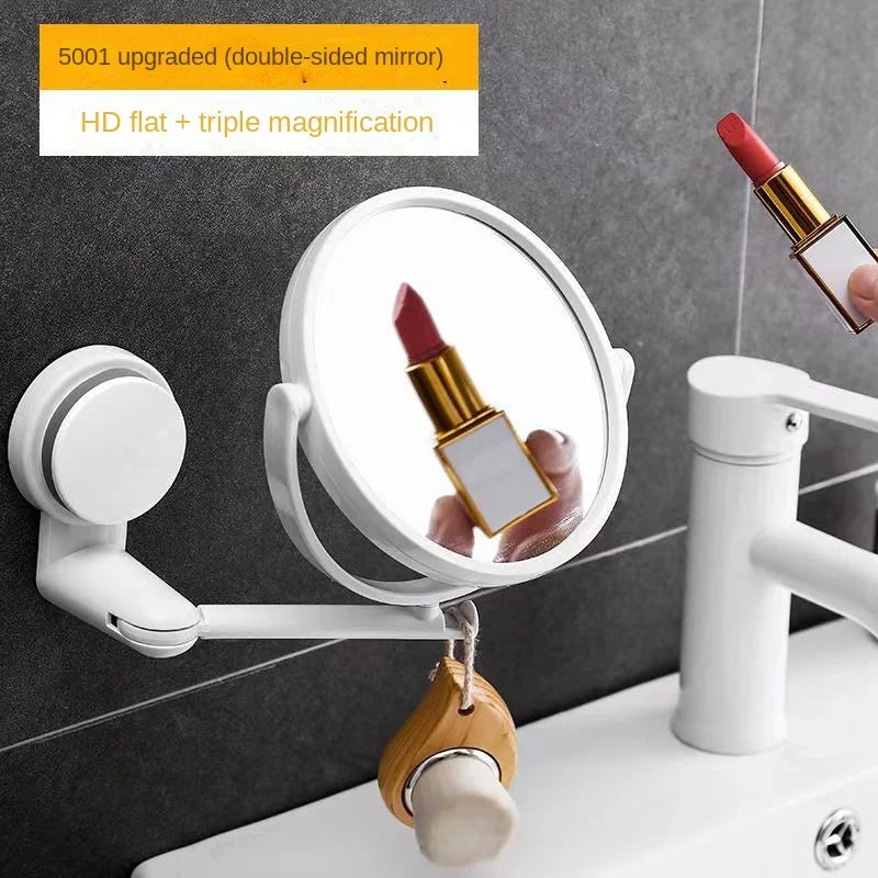 Double-Sided Folding Arm Suction Bathroom Makeup Mirror 6"