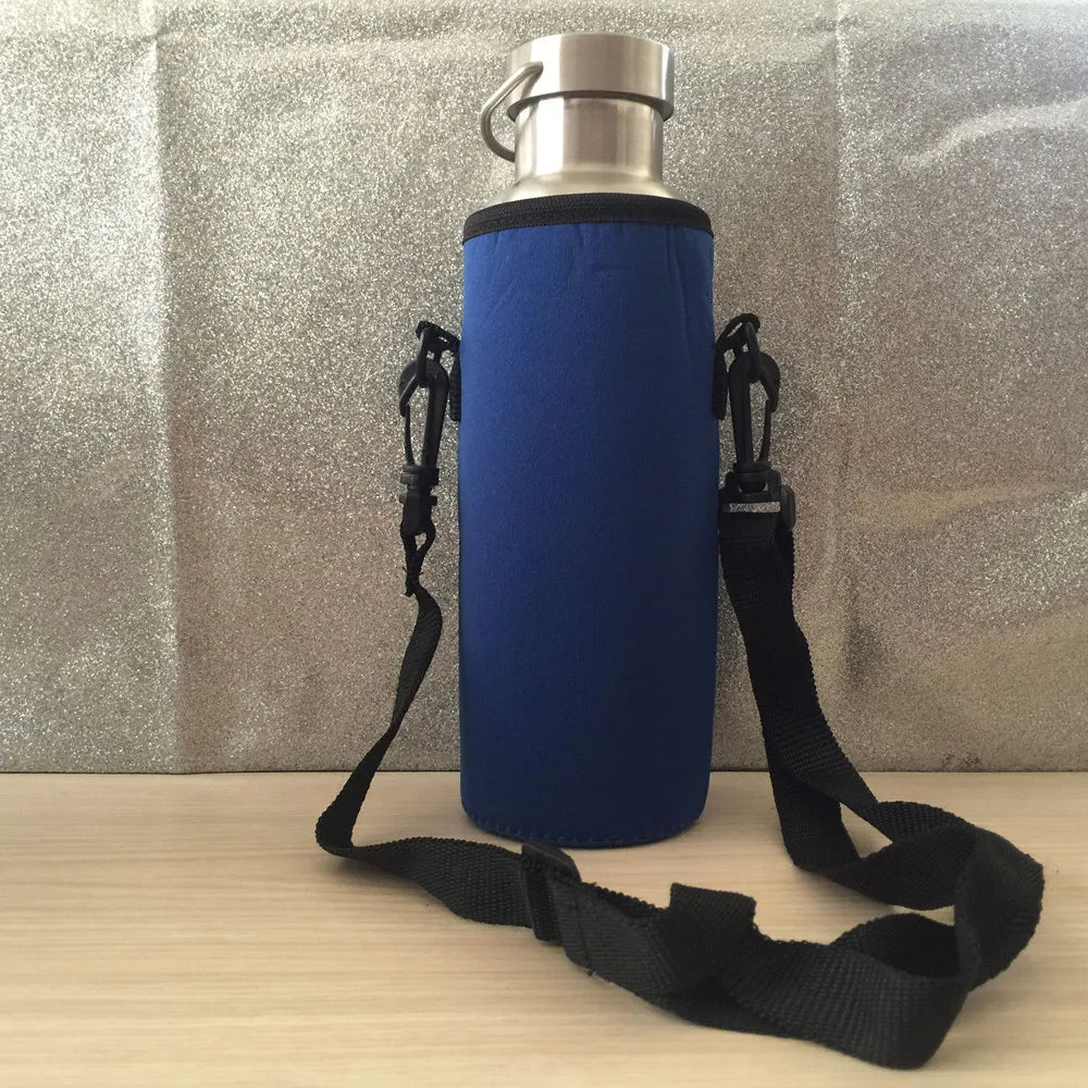 Insulated Neoprene Water Bottle Carrier Bag & Shoulder Strap