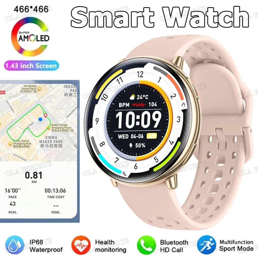 Smart Watch GPS AMOLED IP68 Waterproof Bluetooth Call Multi-sport