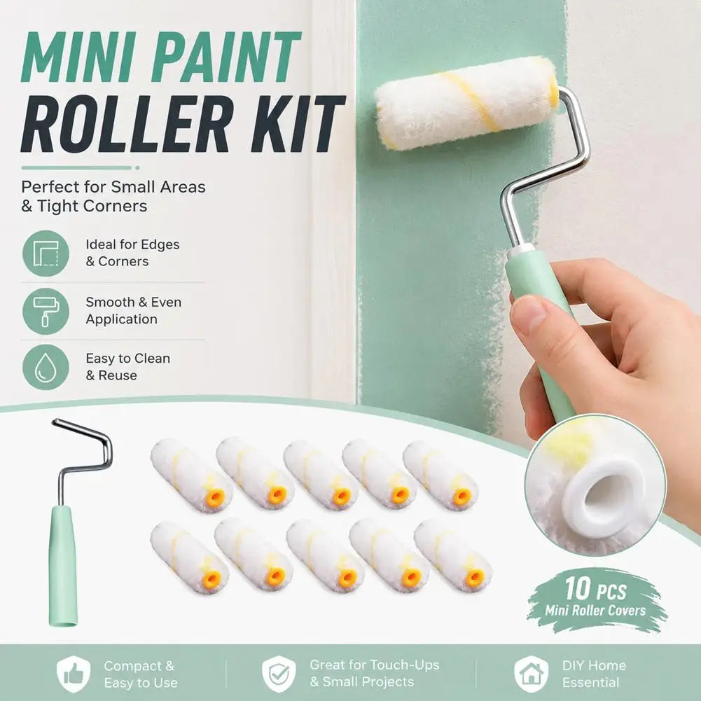 11-Piece Mini Paint Roller Set – Trim, Cabinets & Detail Work