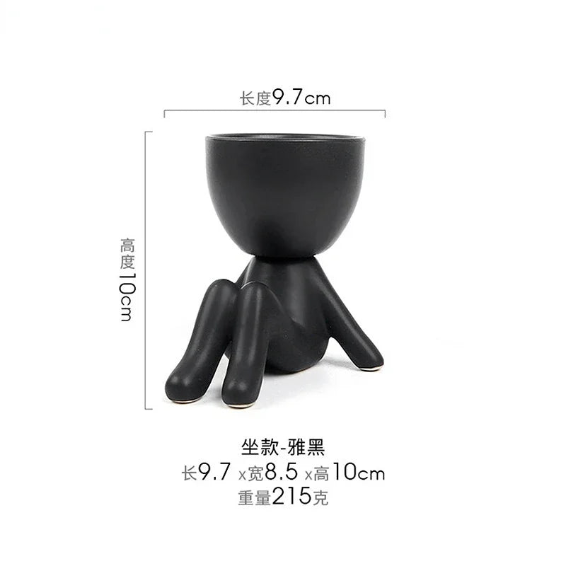 Creative Cute Imitation Humanoid Ceramic Flower Pot Succulent Planter
