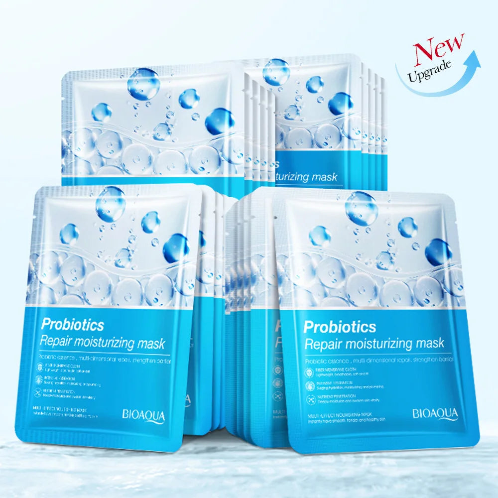 BIOAOUA Probiotic Facial Mask 10-Pack – Acne & Deep Hydration