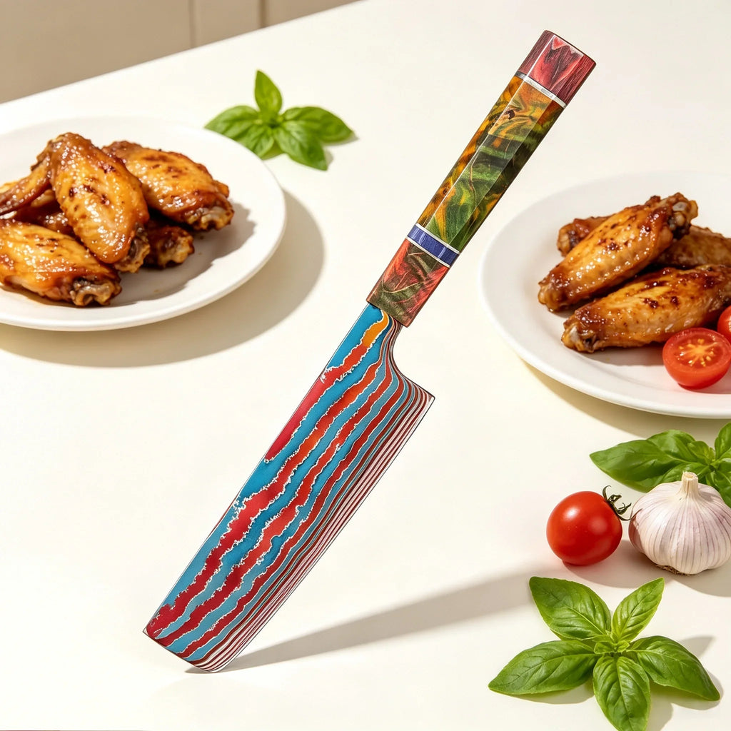 80-Layer Damascus Steel Chef Knife – Titanium Wood Handle