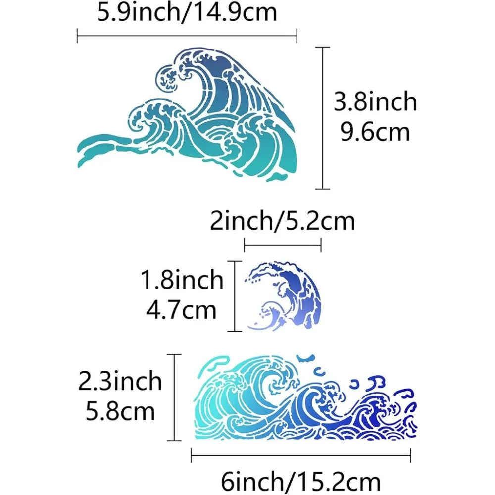 Sea Wave Metal Stencils – Reusable Stainless Steel Ocean Pattern