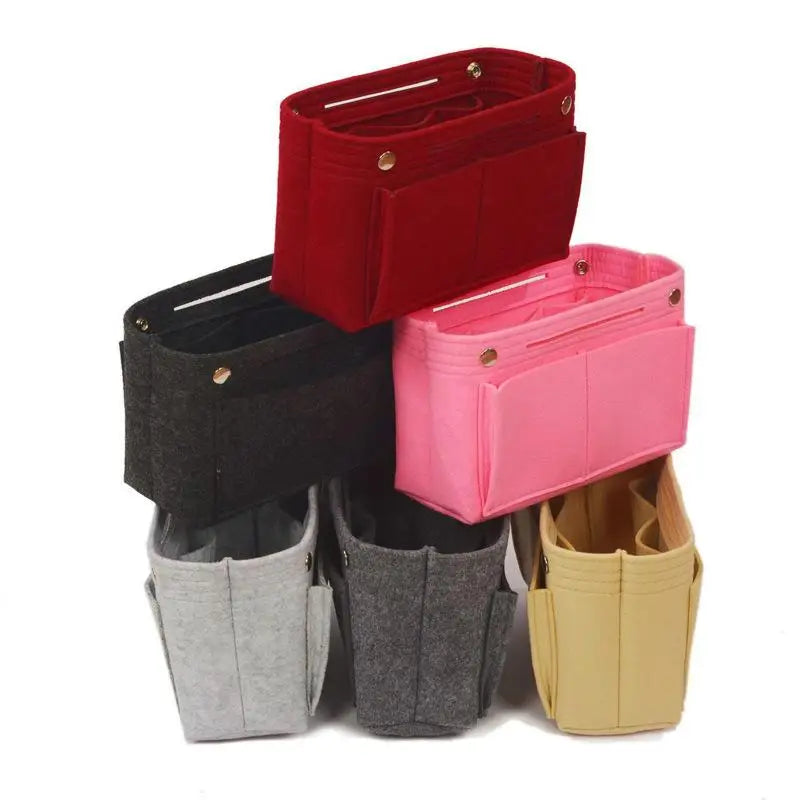Felt Insert Bag Organizer | Multi-Pocket Travel Cosmetic Tote