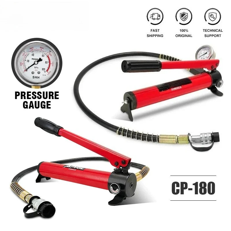 CP-180 Manual Hydraulic Hand Pump | High Pressure with Table