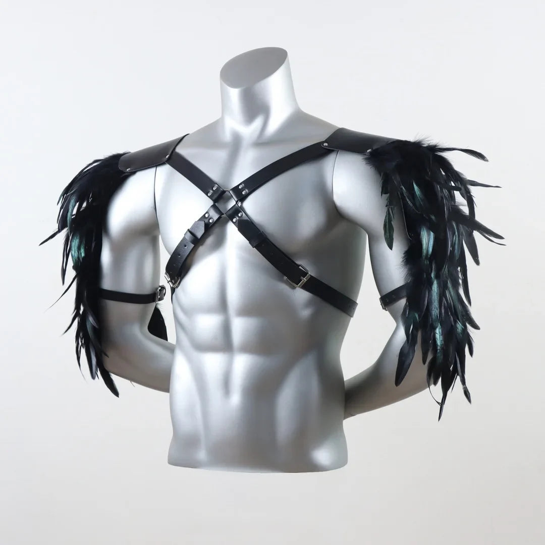UYEE Belt Feather Shrugs Shawls Gothic Punk Cape Jacket Scarf