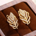 Huitan Gold Leaf Hoop Earrings | Cubic Zirconia Women's Jewelry