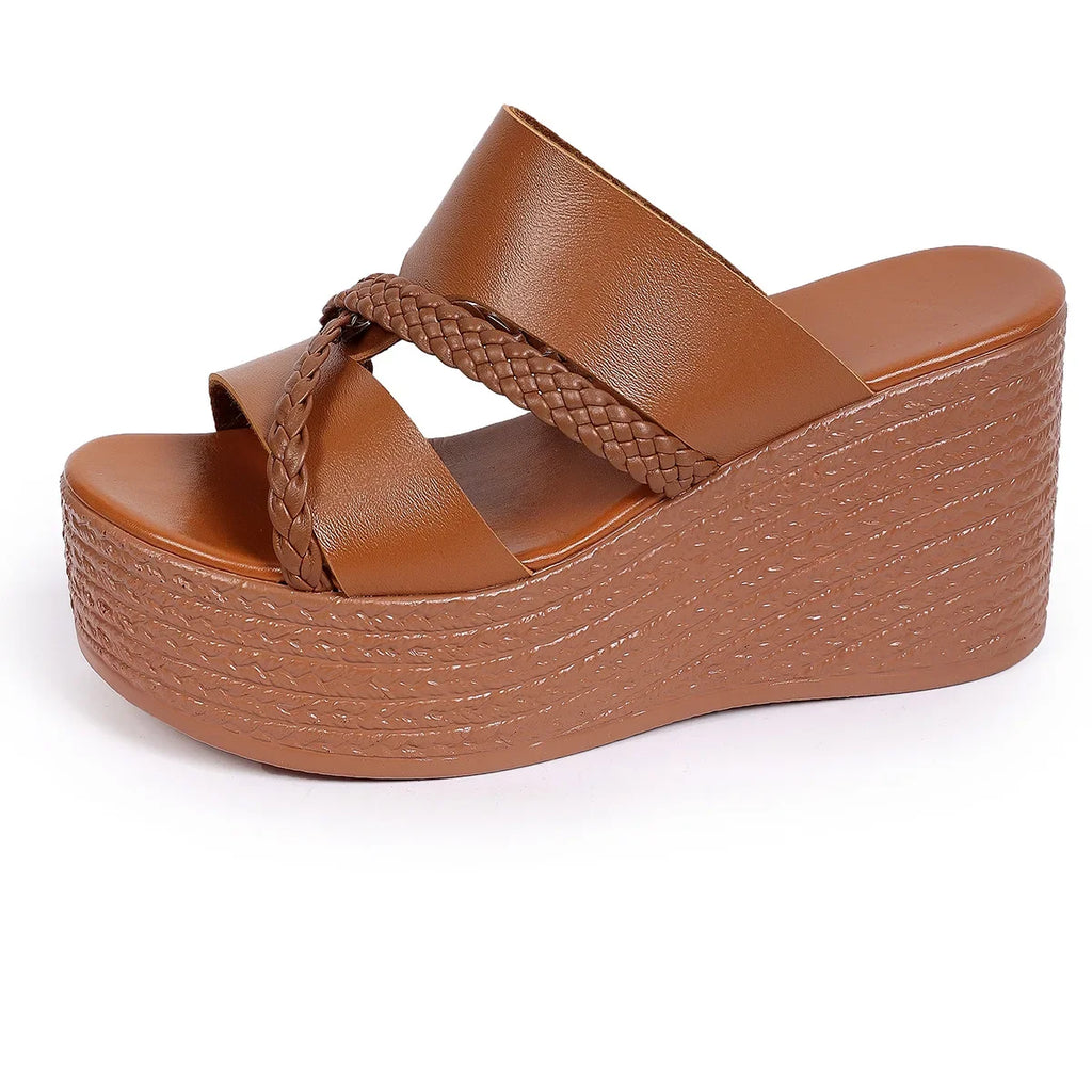 Women's Wedge Platform Sandals – Open Toe Rivet Buckle Straps