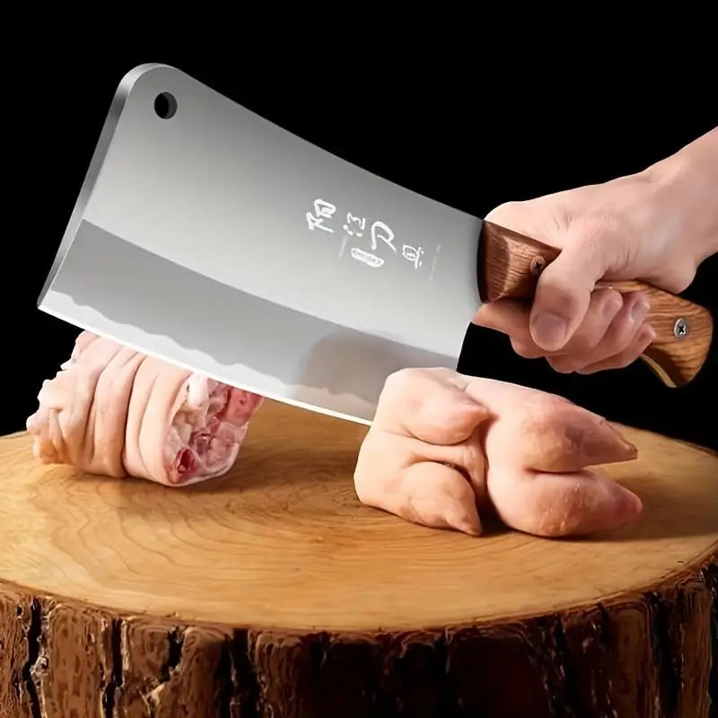 COOKCRAZE Heavy Butcher Knife – Bone Cutting Wood Handle