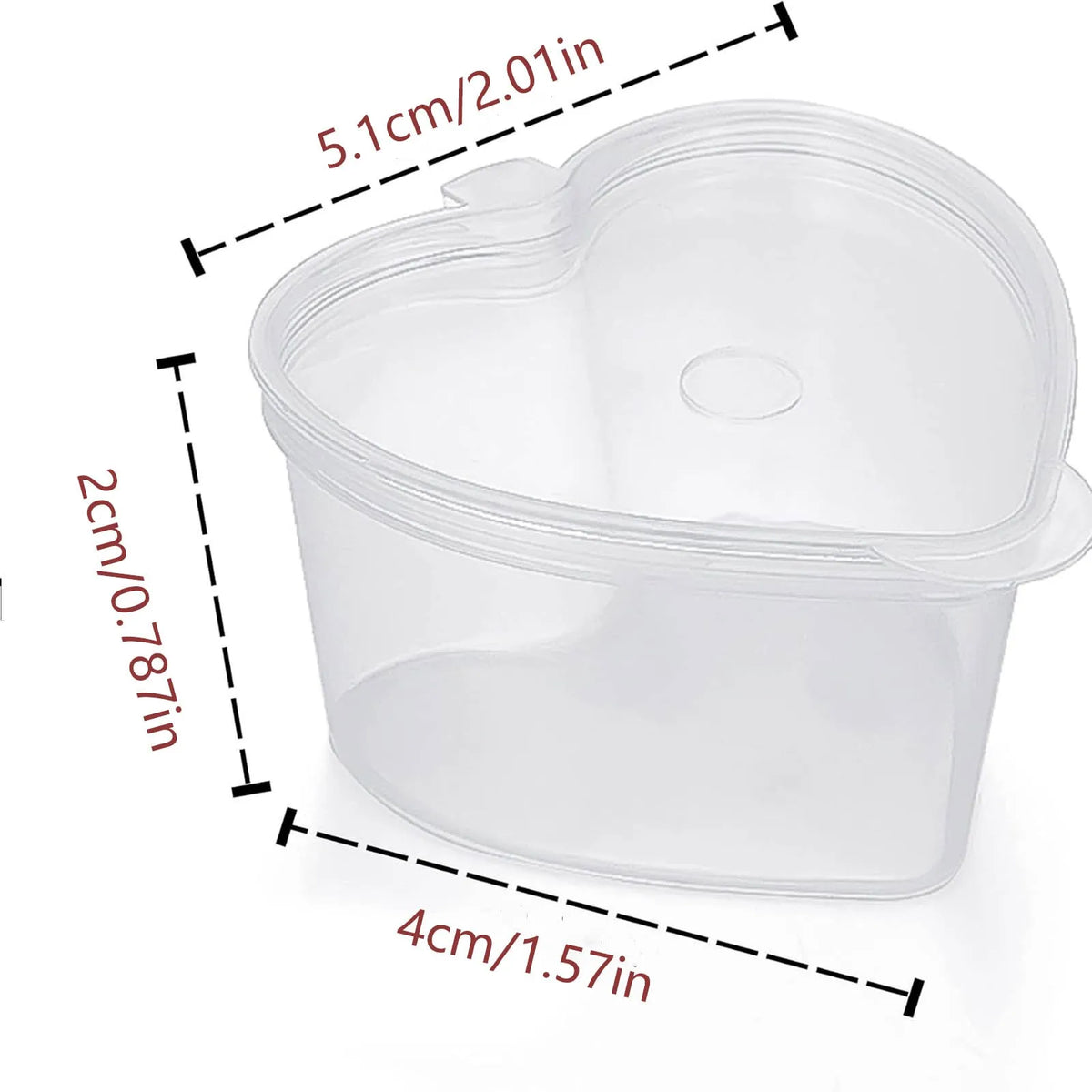50-Pack Heart Shaped Clear Dessert Cups with Lids – 20ml