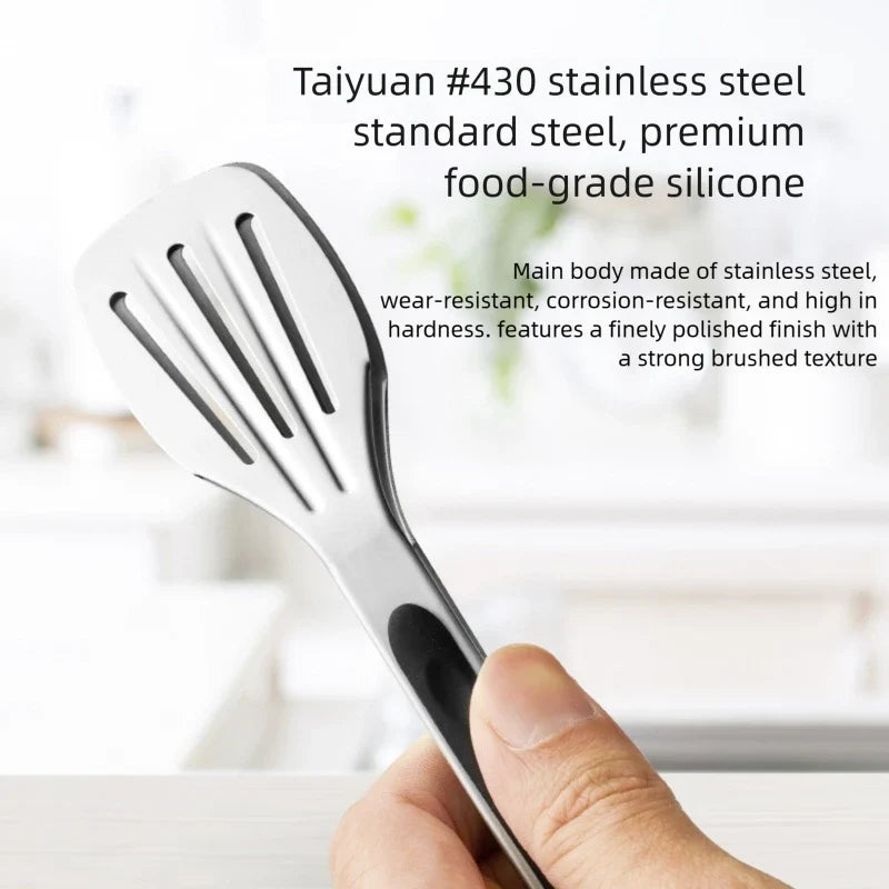 7-Inch Stainless Steel Slotted Food Tongs – BBQ & Kitchen