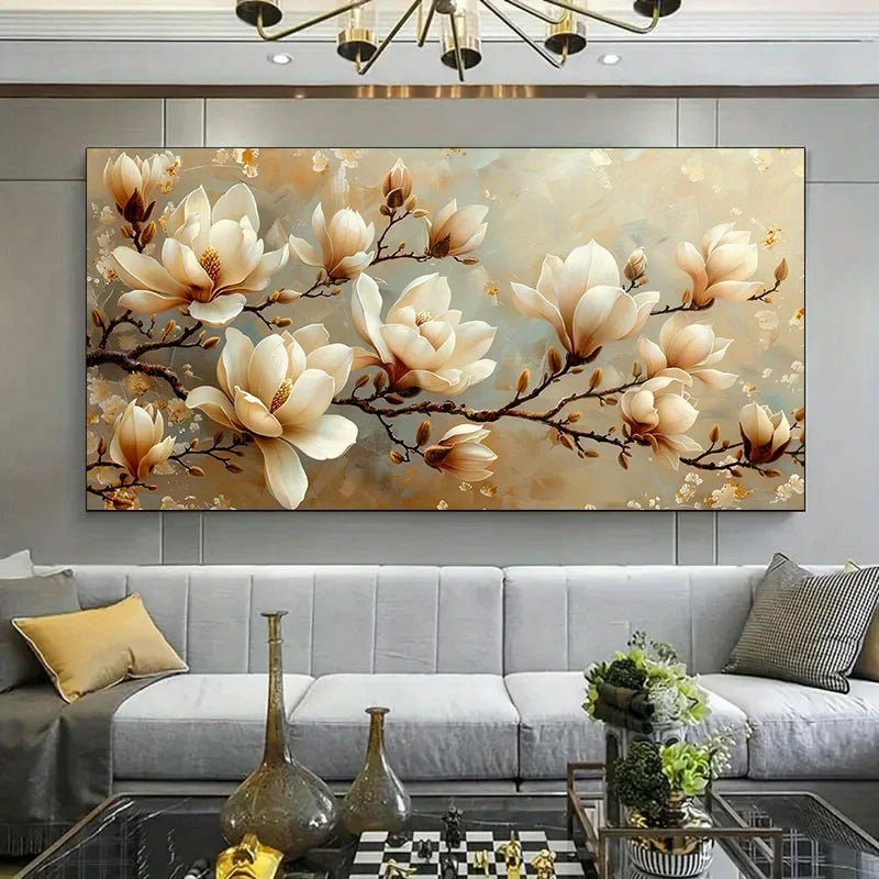 Magnolia Flowers Canvas Wall Art | Modern Floral Poster Unframed