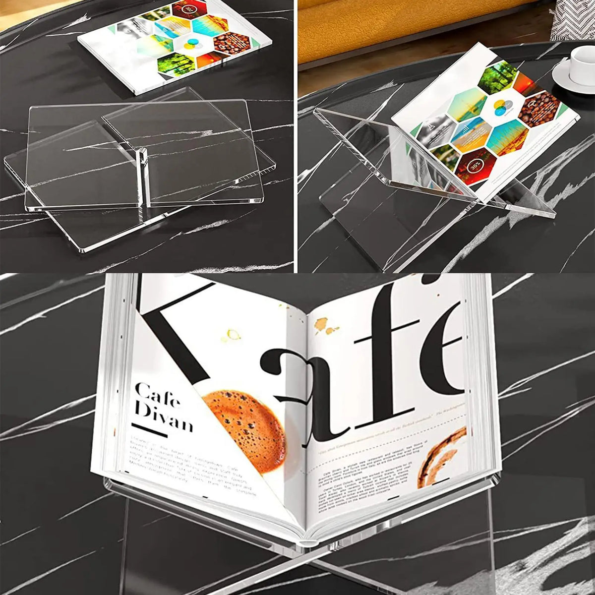 Acrylic Book Stand X-Shaped Display Rack – Holds Up to 11 lbs