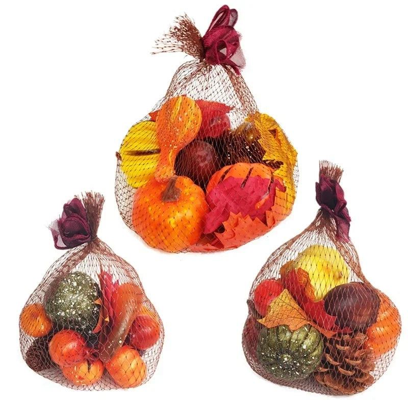Artificial Pumpkin Pine Cone Maple Leaf Fall Harvest Decor Set