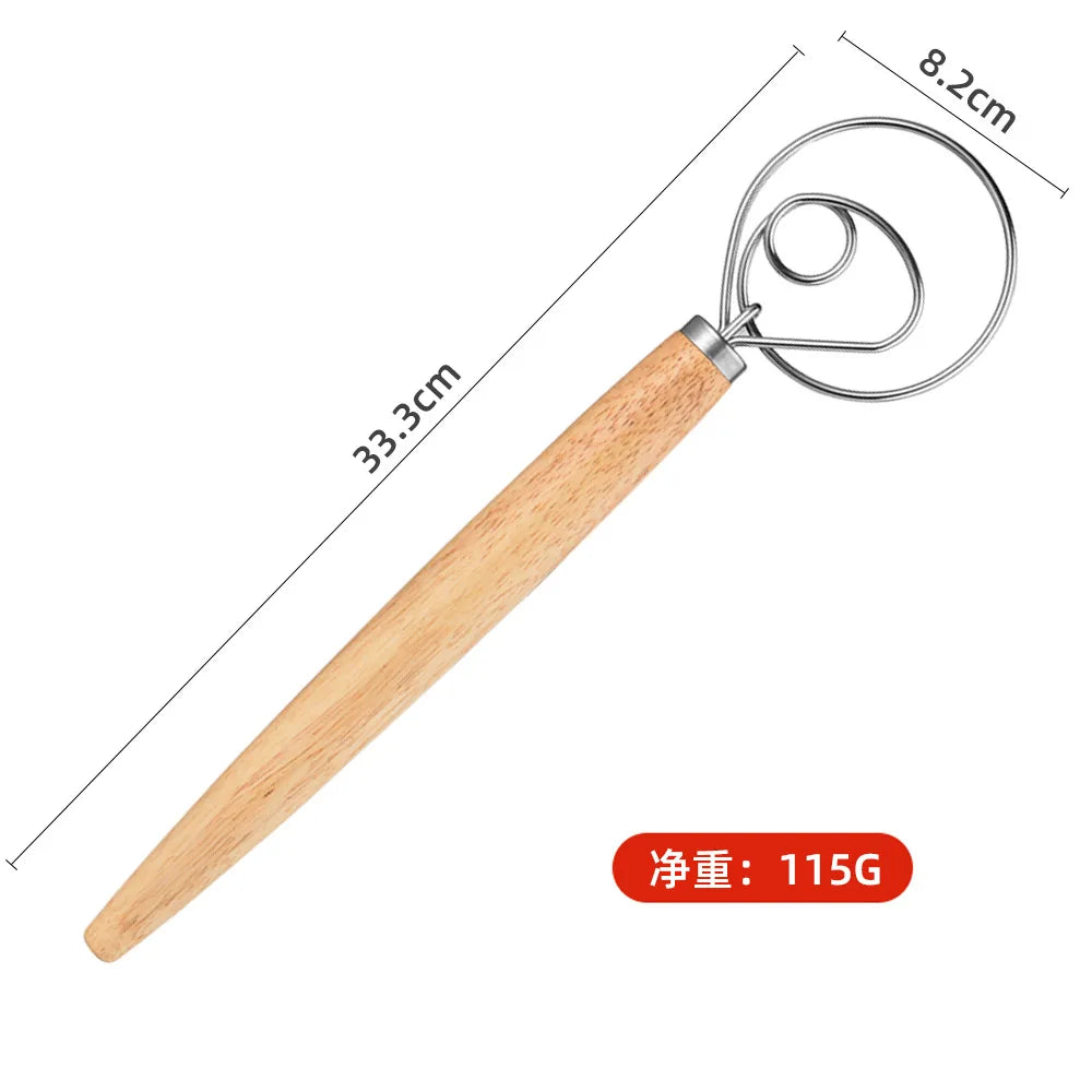 Leeseph 13" Danish Dough Whisk – Stainless Steel & Wood Handle