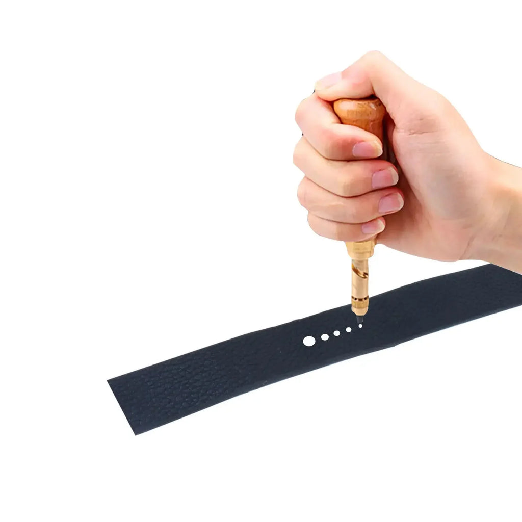 Auto Screw Punch Leather Tool – 6 Sizes 1.5–4mm Removable Tips