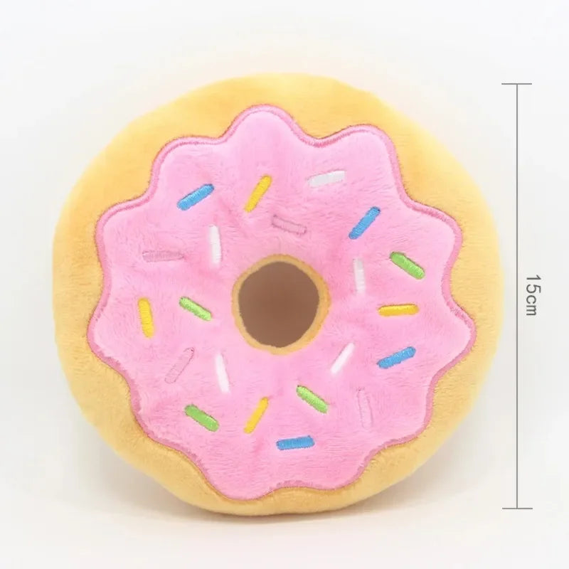 Donut Plush Squeaky Dog Toy – Interactive Chew & Bite Toy