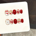 Y2K Glitter Stars & Bow Press On Nails | Korean Ballet Style 10pc