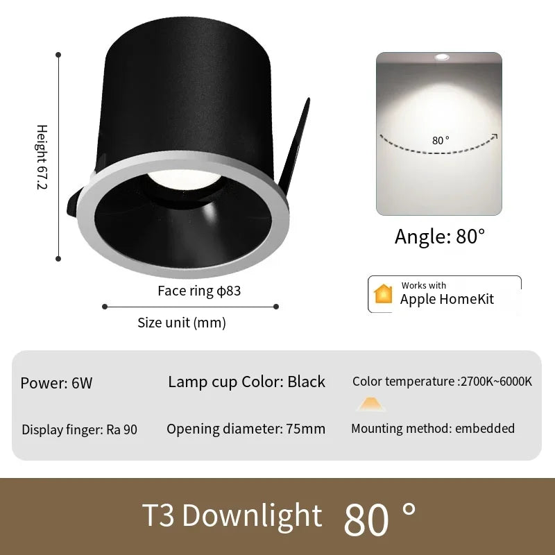 Aqara Smart Downlight T3 Zigbee Dimming Round Light 6W Beam Angle 15