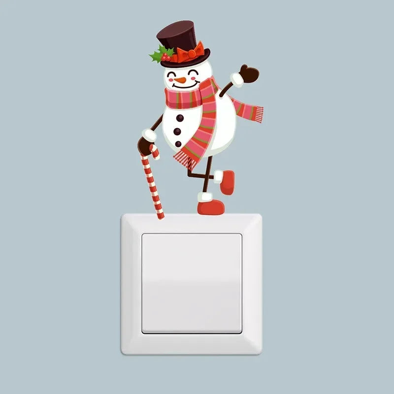 Christmas Wall Switch Stickers – Removable Festive PVC Decals