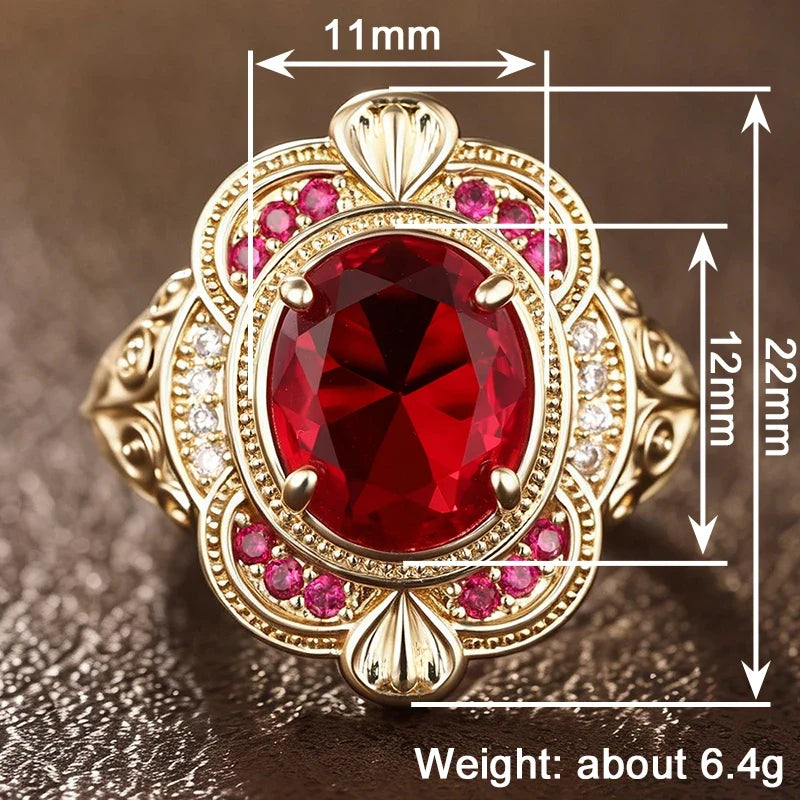 Huitan Red CZ Engagement Ring for Women | Wedding Band