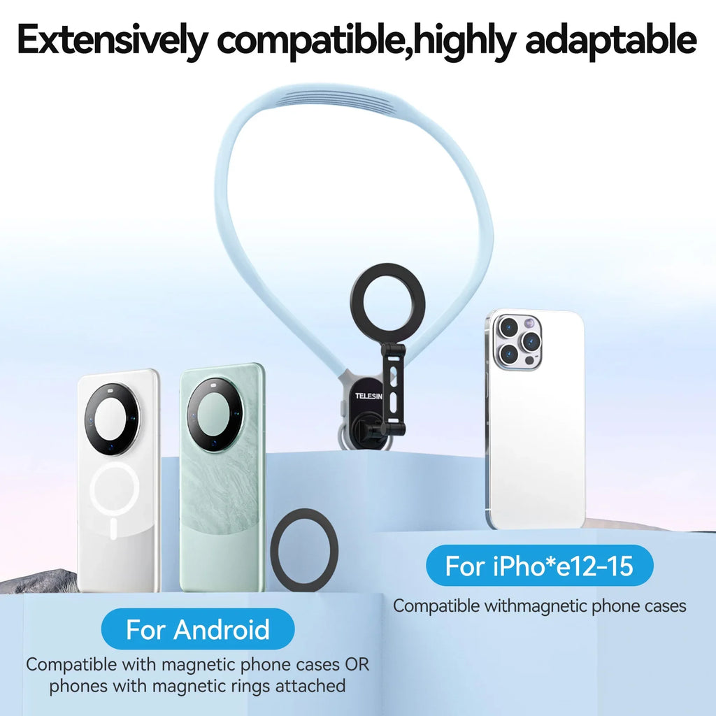 TELESIN Silicone Magnetic Neck Mount Quick Release Hold Iphone 11 12