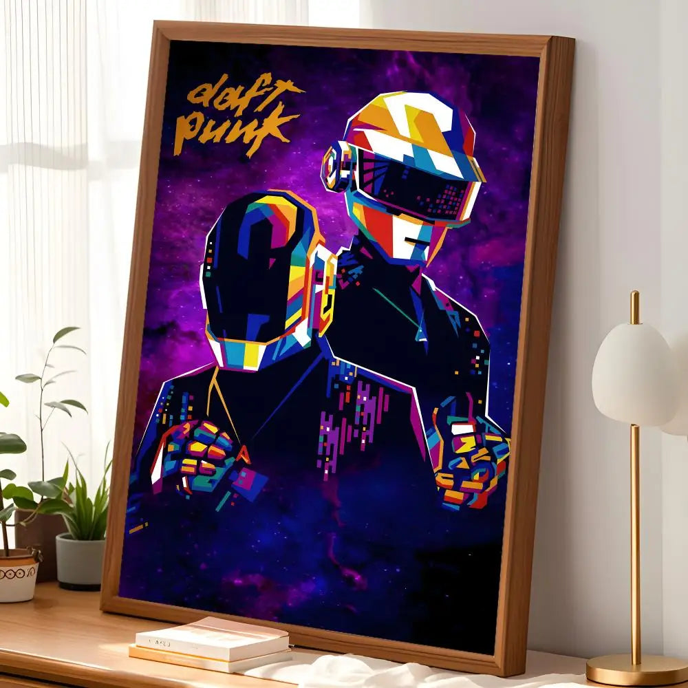 Daft Punk HD PVC Wall Poster – Self-Stick Waterproof Wall Art