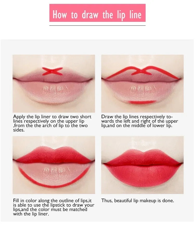 12-Color Waterproof Lip Liner Set | Long-Lasting Foggy Finish
