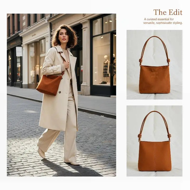 Women's Suede PU Tote Shoulder Bag | Large Capacity Letter Pattern