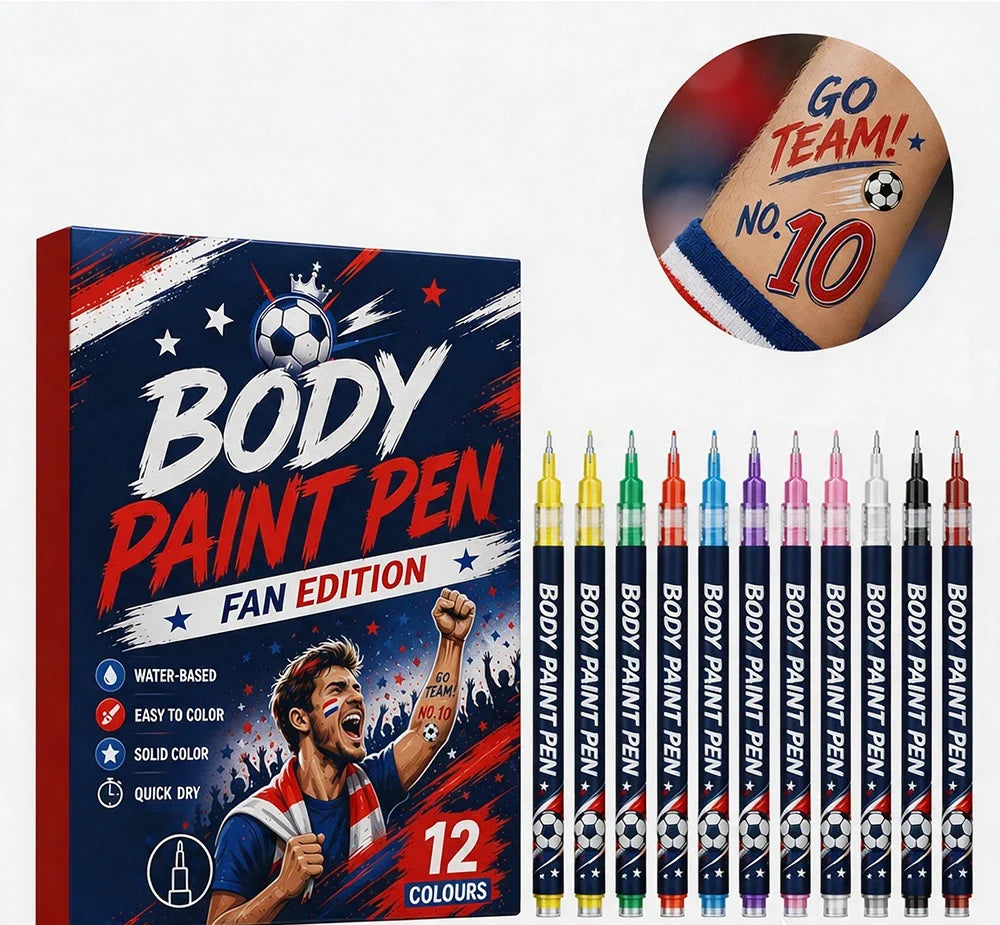 Sports Fan Body Paint Markers – 12 Colors, Face & Body Pens