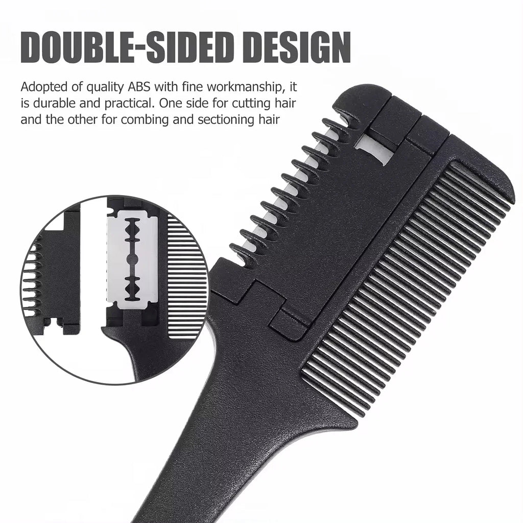 Portable Hair Thinning Comb | Double Edge Blade Self-Cut Tool