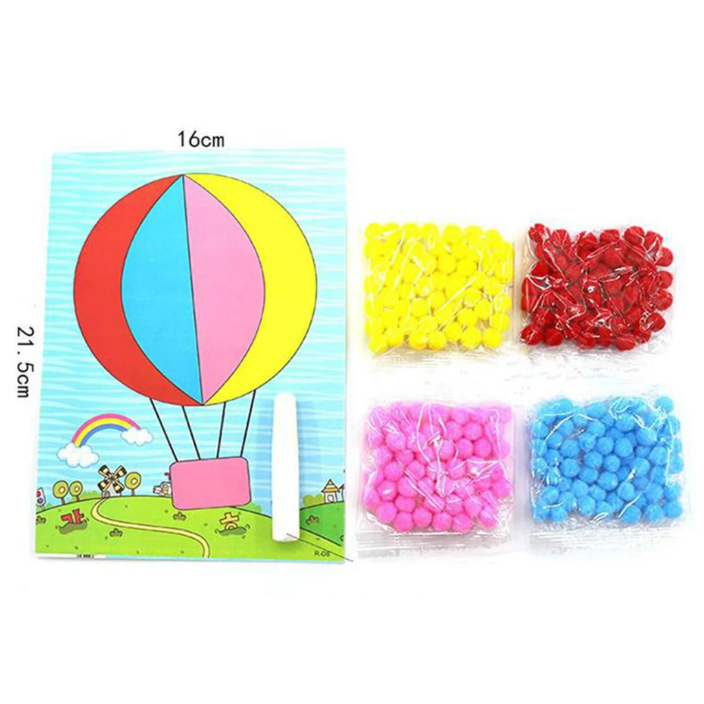 Kids Plush Ball Painting Sticker DIY Craft Kit – 2 Pcs Set