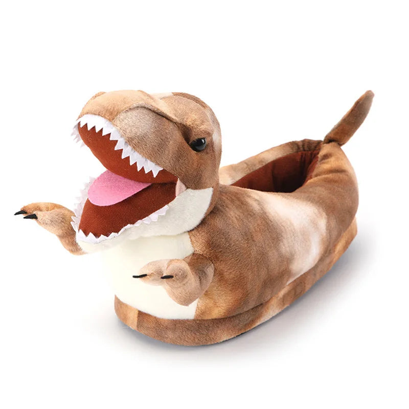 Dinosaur Furry Slippers – Kids & Adult Animal Slides