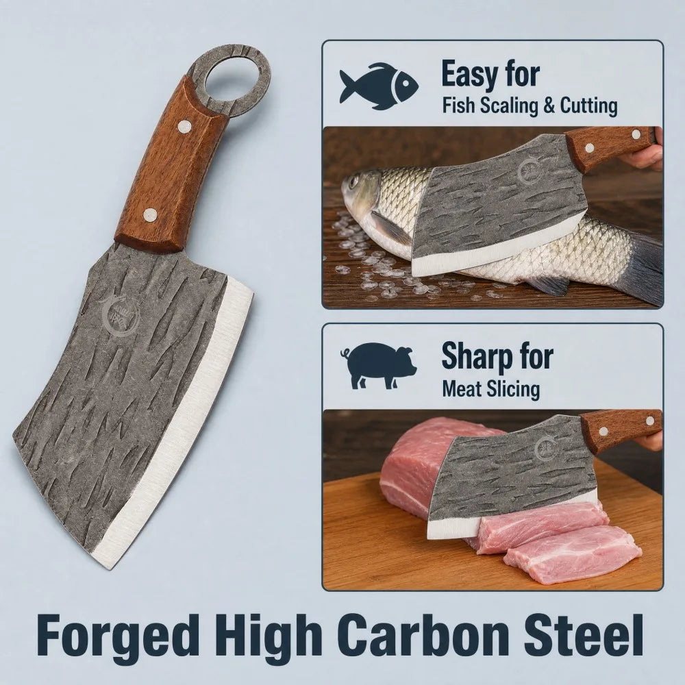 PLYS Forged Cleaver Knife – Stainless Steel & Wood Handle