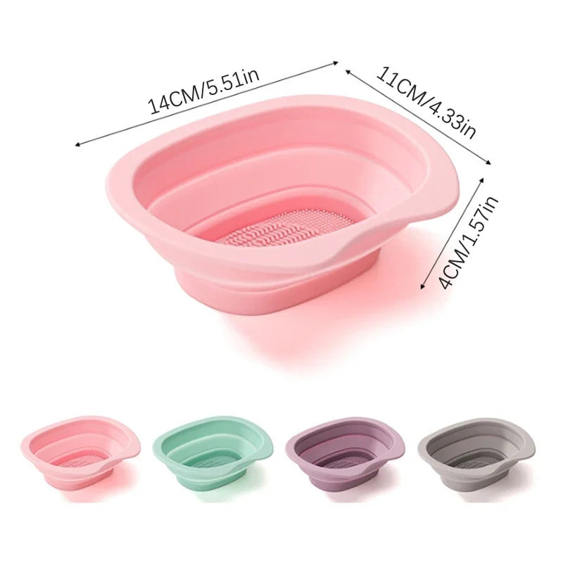 Foldable Silicone Makeup Brush Cleaning Bowl | Washing Tool