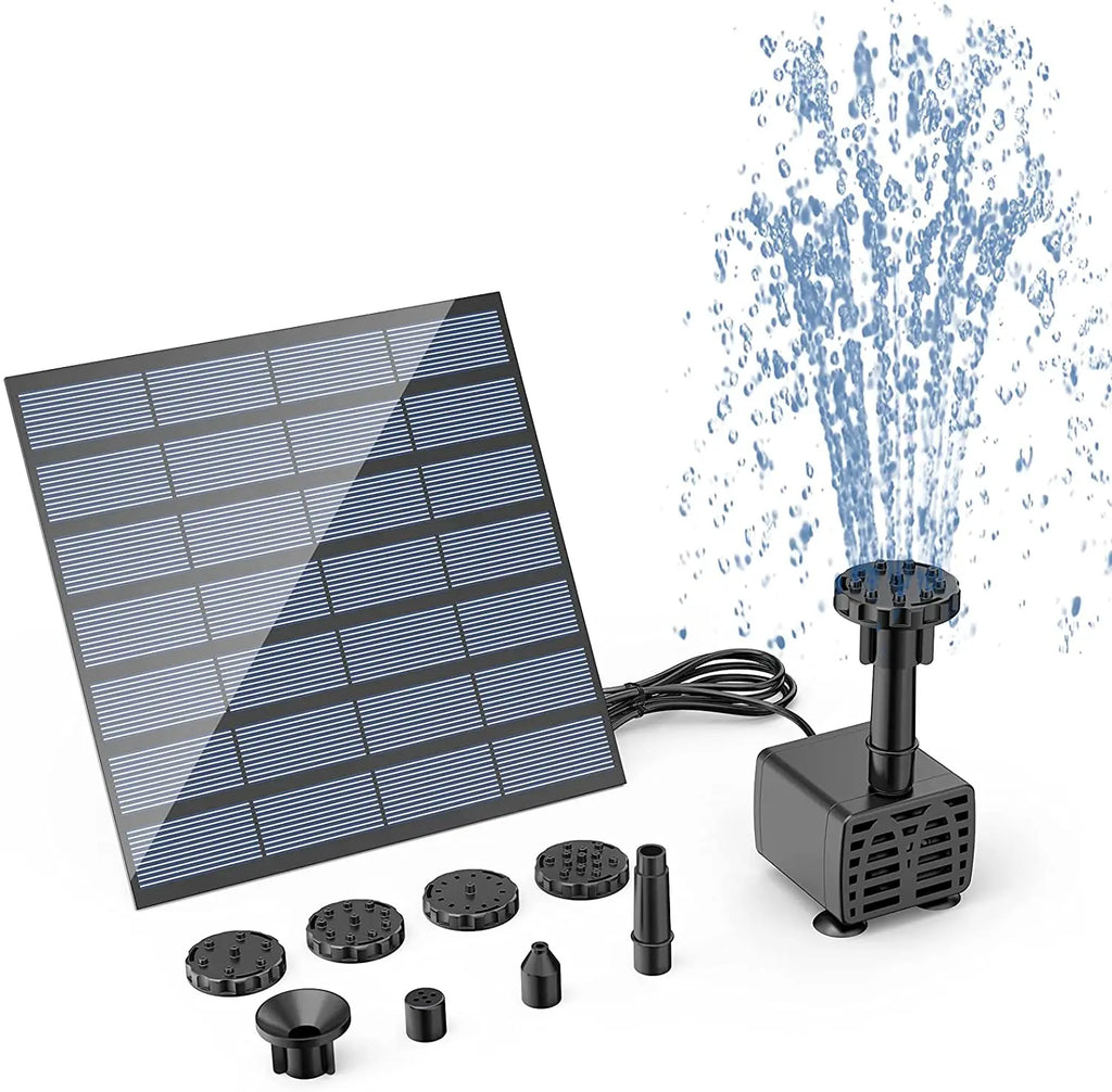 Solar Fountain Pump 2.5W – 6 Nozzles, Bird Bath & Garden Pond