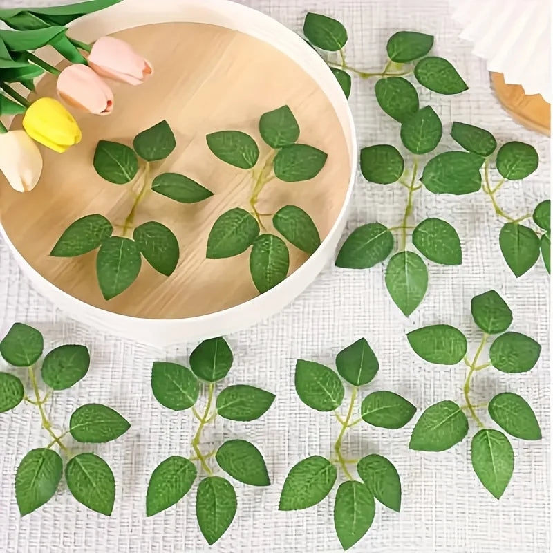 80 Pcs Artificial Rose Vine Leaves – Bulk Greenery for DIY Decor